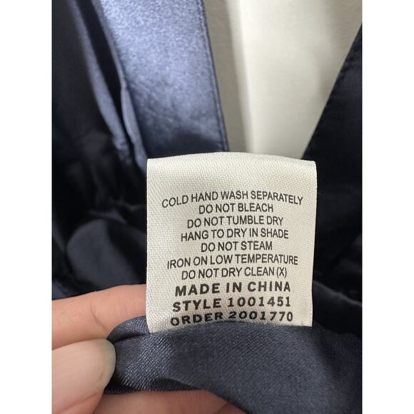 Sheike Satin Long Sleeve Choker Jumpsuit Women AU 14 Blue Wide Legs NWOT - Picture 8 of 9